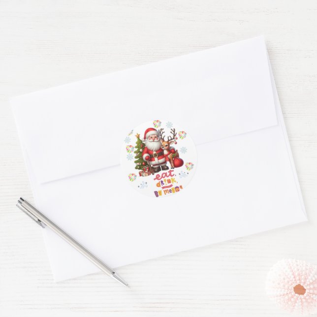 EAT DRINK BE MERRY CLASSIC ROUND STICKER (Envelope)