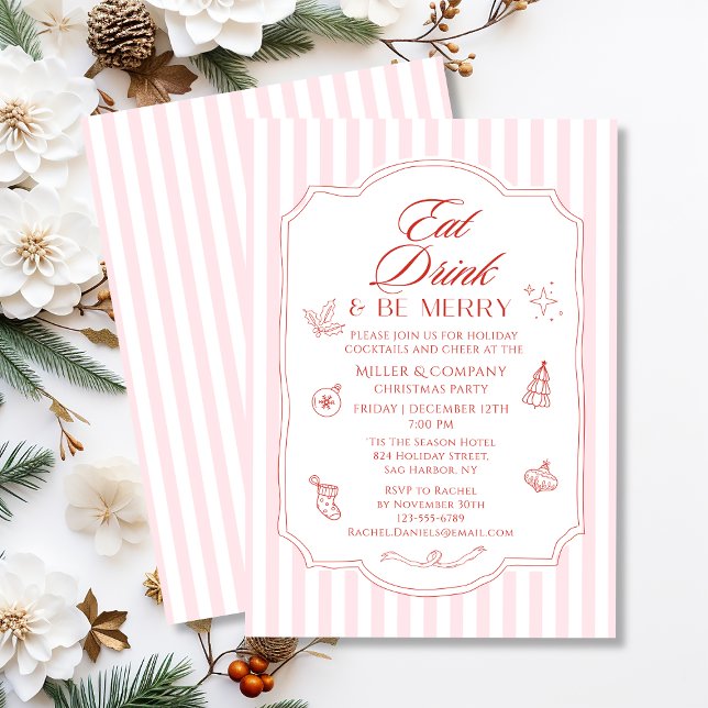Eat Drink & Be Merry Corporate Christmas Party Invitation (Creator Uploaded)