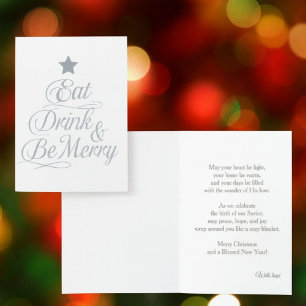 Eat, Drink & Be Merry Elegant Christmas  Foil Card
