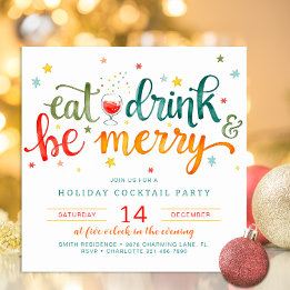 Eat Drink Be Merry Holiday Party Invitation