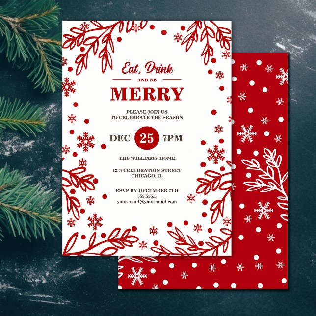 Eat Drink & Be Merry Holiday Party Invitation (Creator Uploaded)
