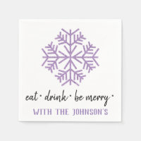 Eat Drink Be Merry Purple Plum Black White Snow