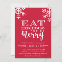 Eat Drink be Merry Red Snowflake Christmas Party