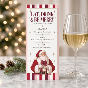 Eat Drink & Be Merry Vintage Santa Christmas Menu