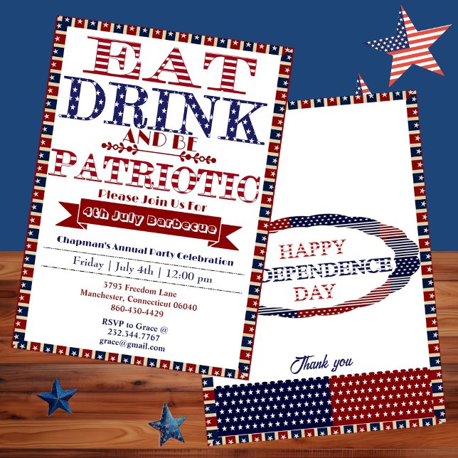 Eat Drink & Be Patriotic 4th July Barbecue Party Invitation (Eat Drink & Be Patriotic 4th July Barbecue Party Invitation)