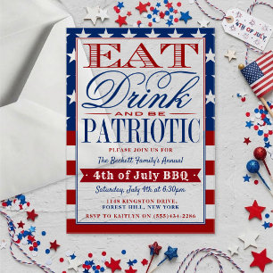 Eat, Drink & Be Patriotic 4th Of July Party Acrylic Invitations