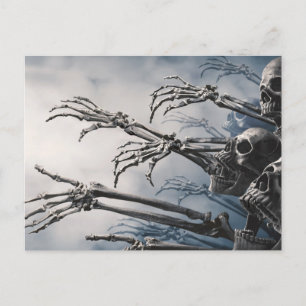 Eat Drink Be Scared Zombie Skeleton Halloween Card