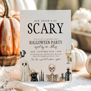 Eat Drink & Be Scary Adult Halloween Costume Party Invitation