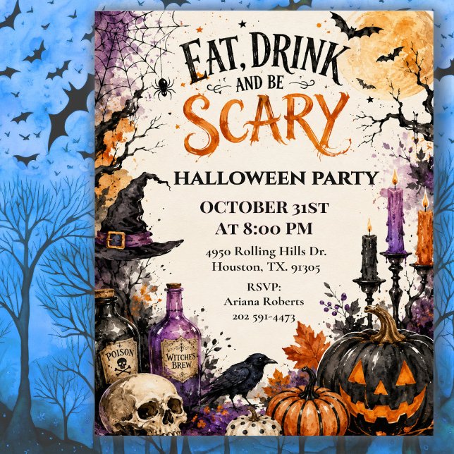 Eat Drink Be Scary Halloween Invitation (Creator Uploaded)