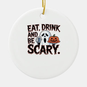 Eat Drink Be Scary Halloween Pumpkin Creative Styl Ceramic Tree Decoration