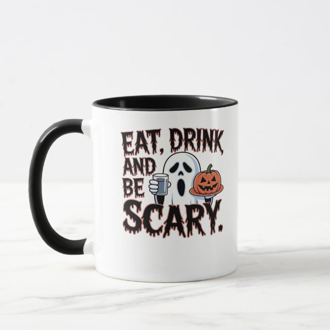 Eat Drink Be Scary Halloween Pumpkin Creative Styl Mug (Left)