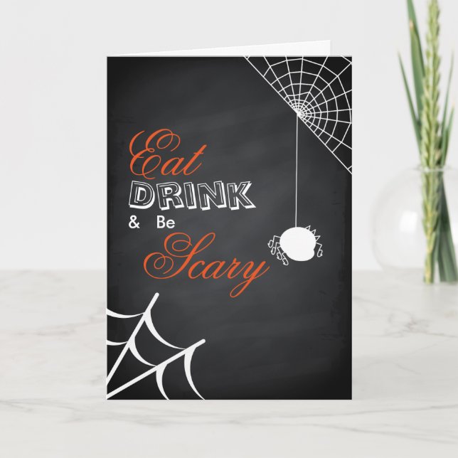 Eat Drink & be Scary Halloween Spider Web Card (Front)