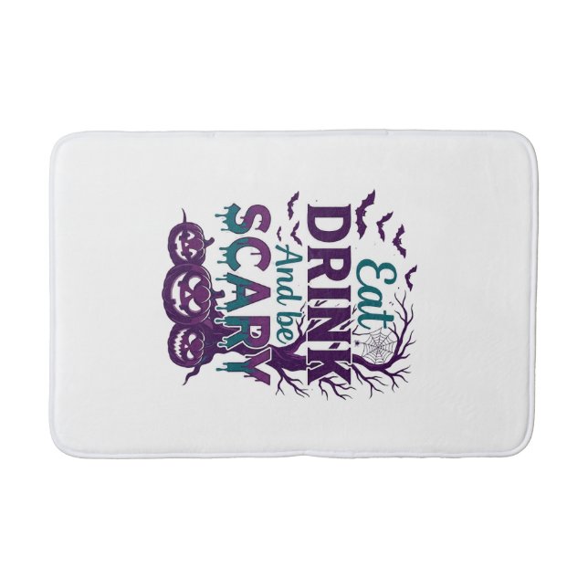 Eat Drink Be Scary Halloween Spooky Tree Pumpkins_ Bath Mat (Front)