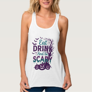 Eat Drink Be Scary Halloween Spooky Tree Pumpkins_ Singlet