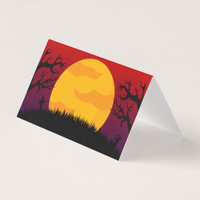Eat, Drink & Be Scary Halloween Table Place Cards (Front)