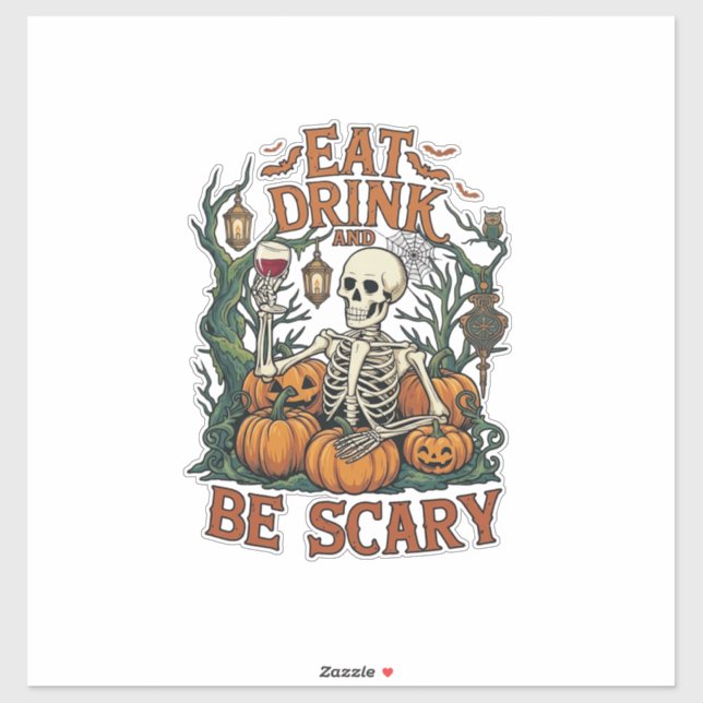 Eat Drink Be Scary Skeleton Halloween Pumpkins_1 (Sheet)