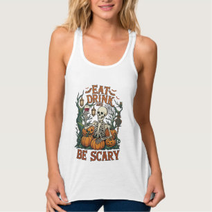 Eat Drink Be Scary Skeleton Halloween Pumpkins_1 Singlet