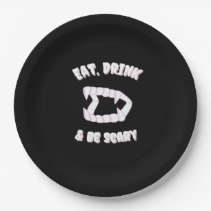 Eat Drink Be Scary Vampire Minimalist Style Paper Plate