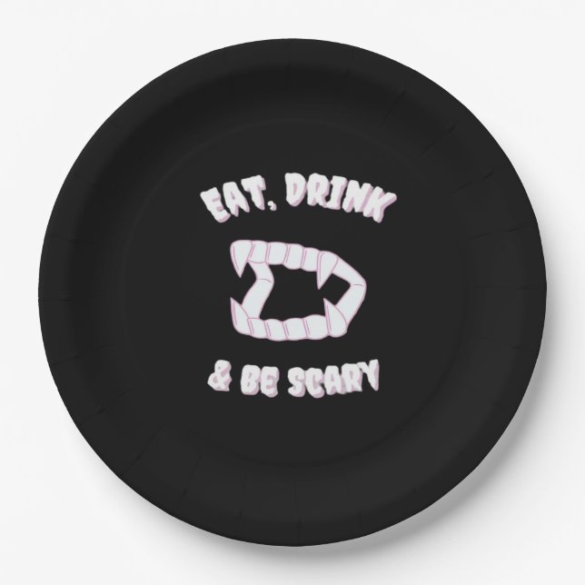 Eat Drink Be Scary Vampire Minimalist Style Paper Plate (Front)