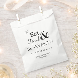Eat Drink Be Seventy Funky Retro 70th Birthday Favour Bags