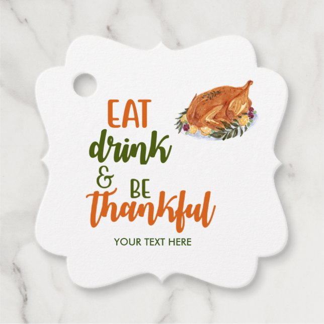 Eat Drink Be Thankful Favour Tags (Front)