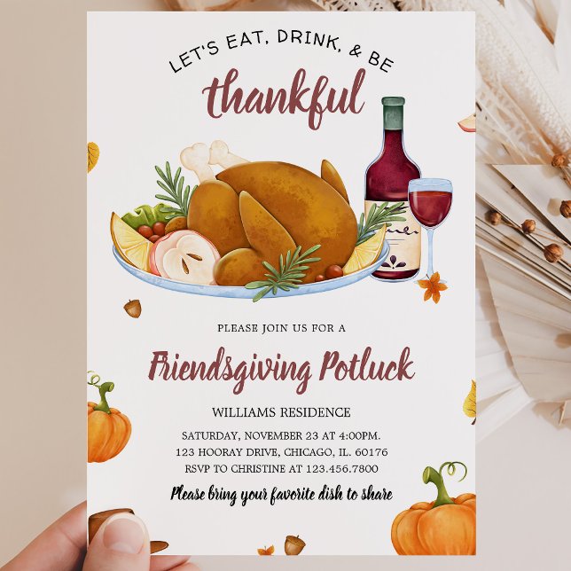 Eat Drink Be Thankful Thanksgiving Invitation (Creator Uploaded)