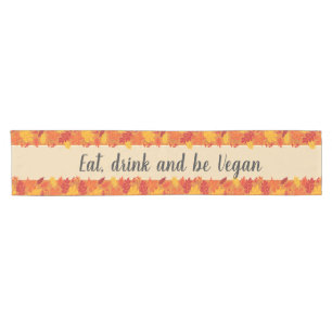 Eat drink be vegan thanksgiving autumn with leaves short table runner