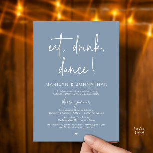 Eat, Drink, Dance, Wedding Elopement Dinner Party  Invitation