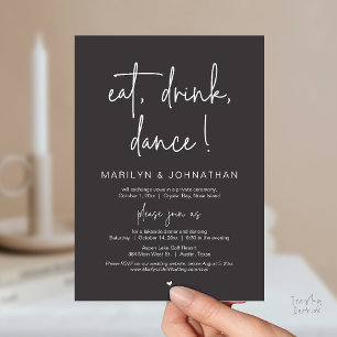 Eat, Drink, Dance, Wedding Elopement Dinner Party  Invitation
