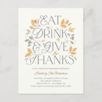 Eat Drink Give Thanks Thanksgiving Dinner Party