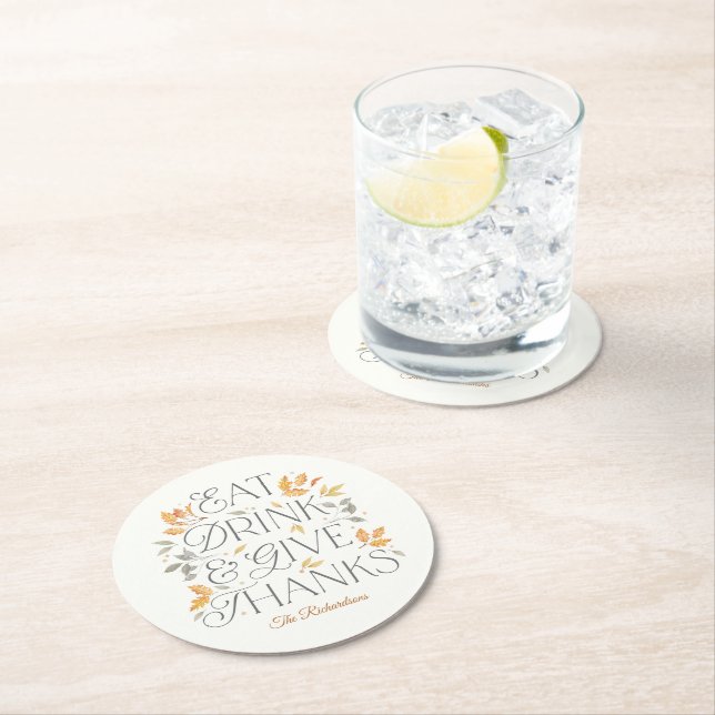 Eat Drink Give Thanks Thanksgiving Party Coasters (Insitu)