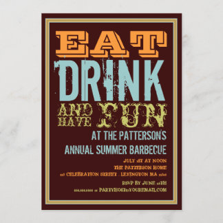 Eat, Drink & Have Fun at a Summer BBQ Party Invitation