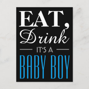 Eat, Drink It's a Baby Boy, Baby Announcement Postcard