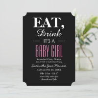 Eat, Drink It's a Baby Girl, Baby Announcement