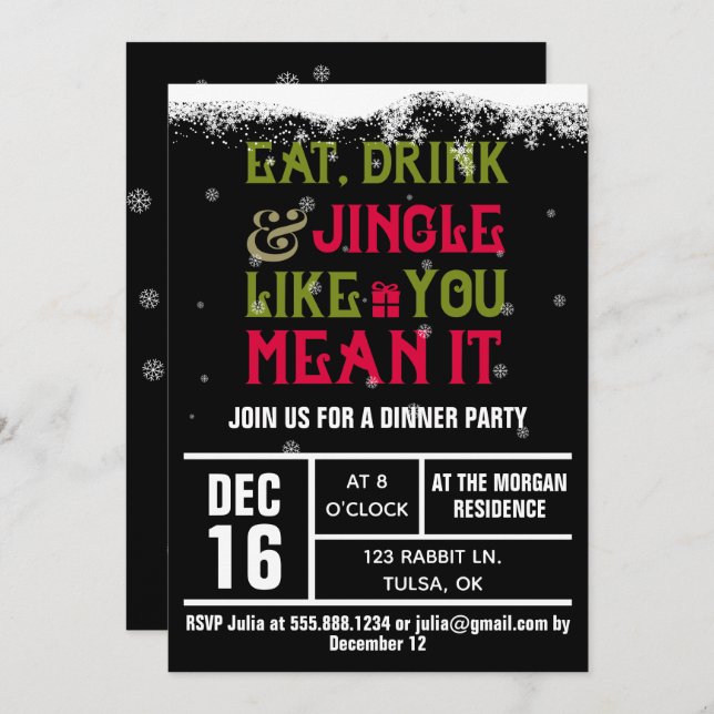 Eat, Drink & Jingle Holiday Party Invite (Front/Back)