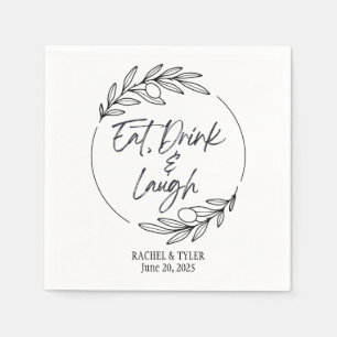 Eat, Drink & Laugh Custom Name Napkins