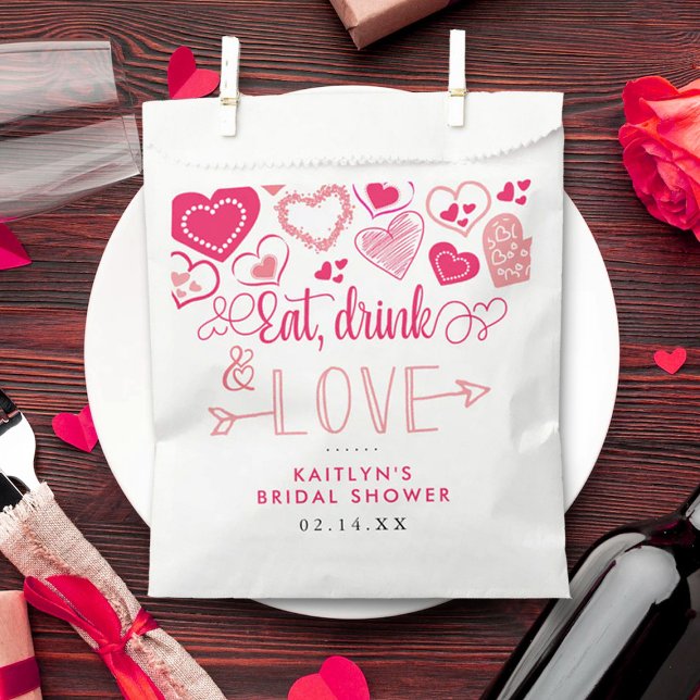 "Eat, Drink & Love" Valentine's Day Bridal Shower Favour Bags (Creator Uploaded)