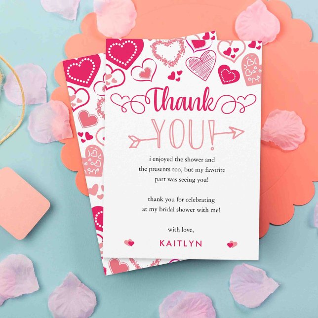 "Eat, Drink & Love" Valentine's Day Bridal Shower Thank You Card (Creator Uploaded)