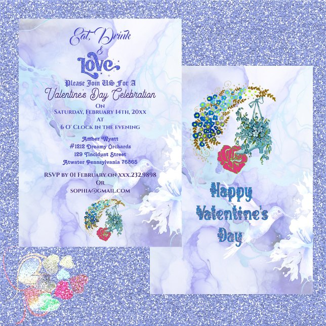 Eat Drink & Love Valentine's Day Party Celebration Invitation (Eat Drink & Love Valentine's Day Party Celebration Invitation)