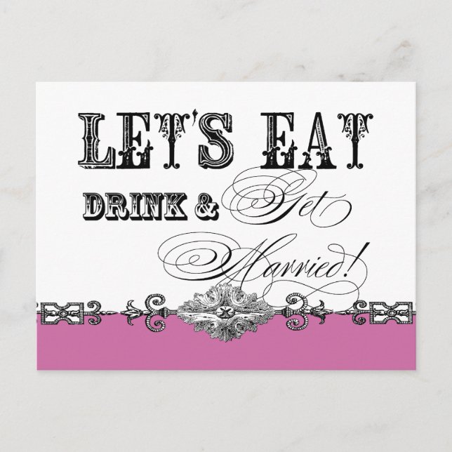 Eat, Drink n Get Married, Bridal Shower Invitation Postcard (Front)
