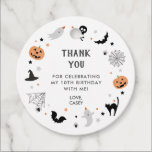 Eat drink scary birthday Halloween white Favour Tags<br><div class="desc">A Halloween Birthday party favour tag featuring spooky illustrations.</div>