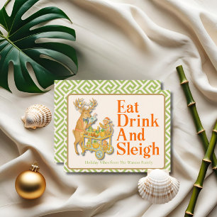 Eat Drink Sleigh Tropical Christmas Chinoiserie Holiday Card