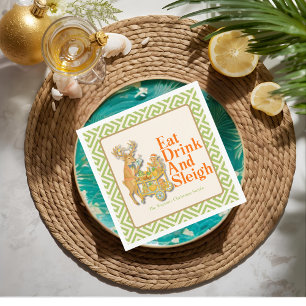 Eat Drink Sleigh Tropical Christmas Paper Plate Napkin