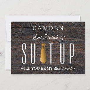Eat Drink & Suitup Gold Will you be my Bestman Inv Invitation