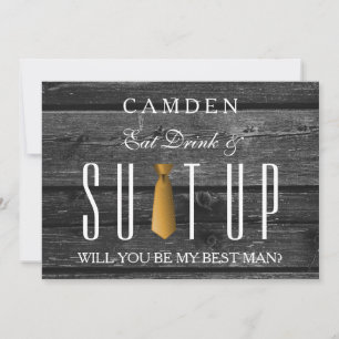 Eat Drink & Suitup Gold Will you be my Bestman Invitation