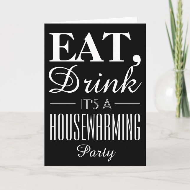 Eat Drink, Vintage Poster, Housewarming Invite (Front)