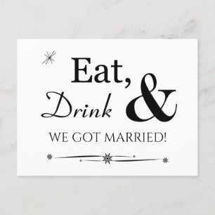Eat Drink We Got Married Retro Elopement Party Postcard