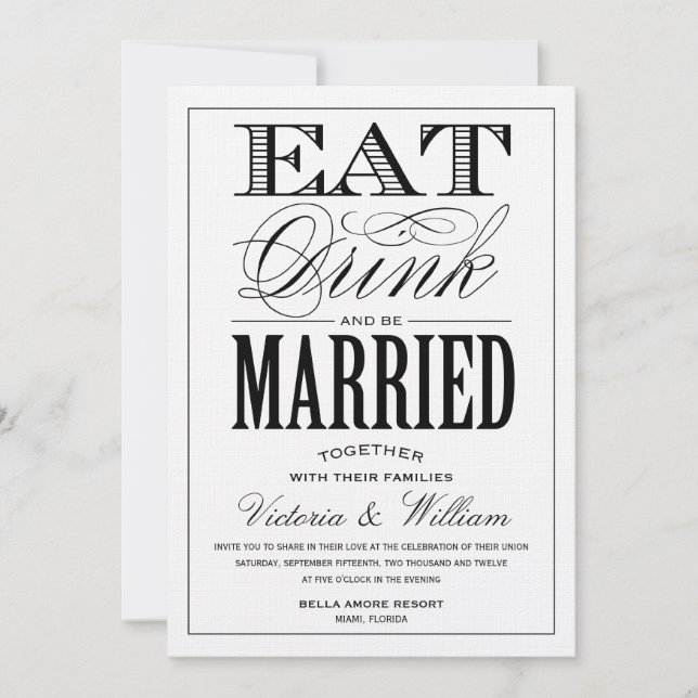 EAT,DRINK | WEDDING INVITATION STYLE 2 (Front)