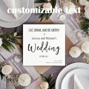 💍 Eat, drink... Wedding Minimalist Elegant  Napkin