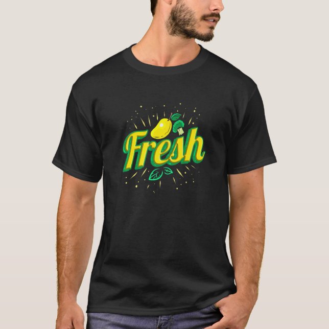 Eat Fresh Mango Lemon And Brokkoli  Vegetarian  Go T-Shirt (Front)